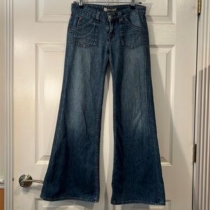 Vintage Hudson bell bottom jeans, low waist, size 26, 29” inseam
